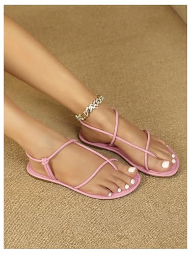 Image of GORGLITTER Women's Summer Sandals 2026 Strappy Slingback Flats Dressy Cute Beach Vacation Slides