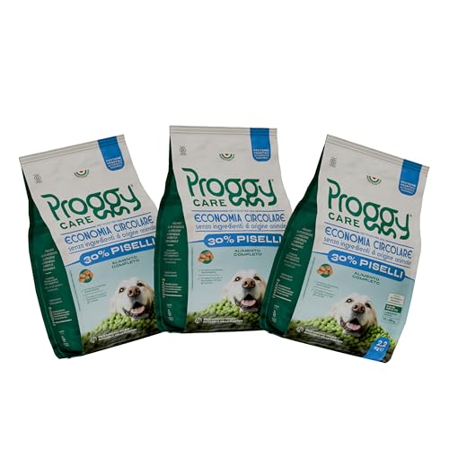 PROGGY CARE – Crocchette per Cani Adulti (10–45 kg), Multipack 3×2,2 kg, Alimento Completo 100% Vegetale, Fonte Proteica di Leguminose (Piselli), Prodotto in Italia, Filiera Controllata, Animal Free