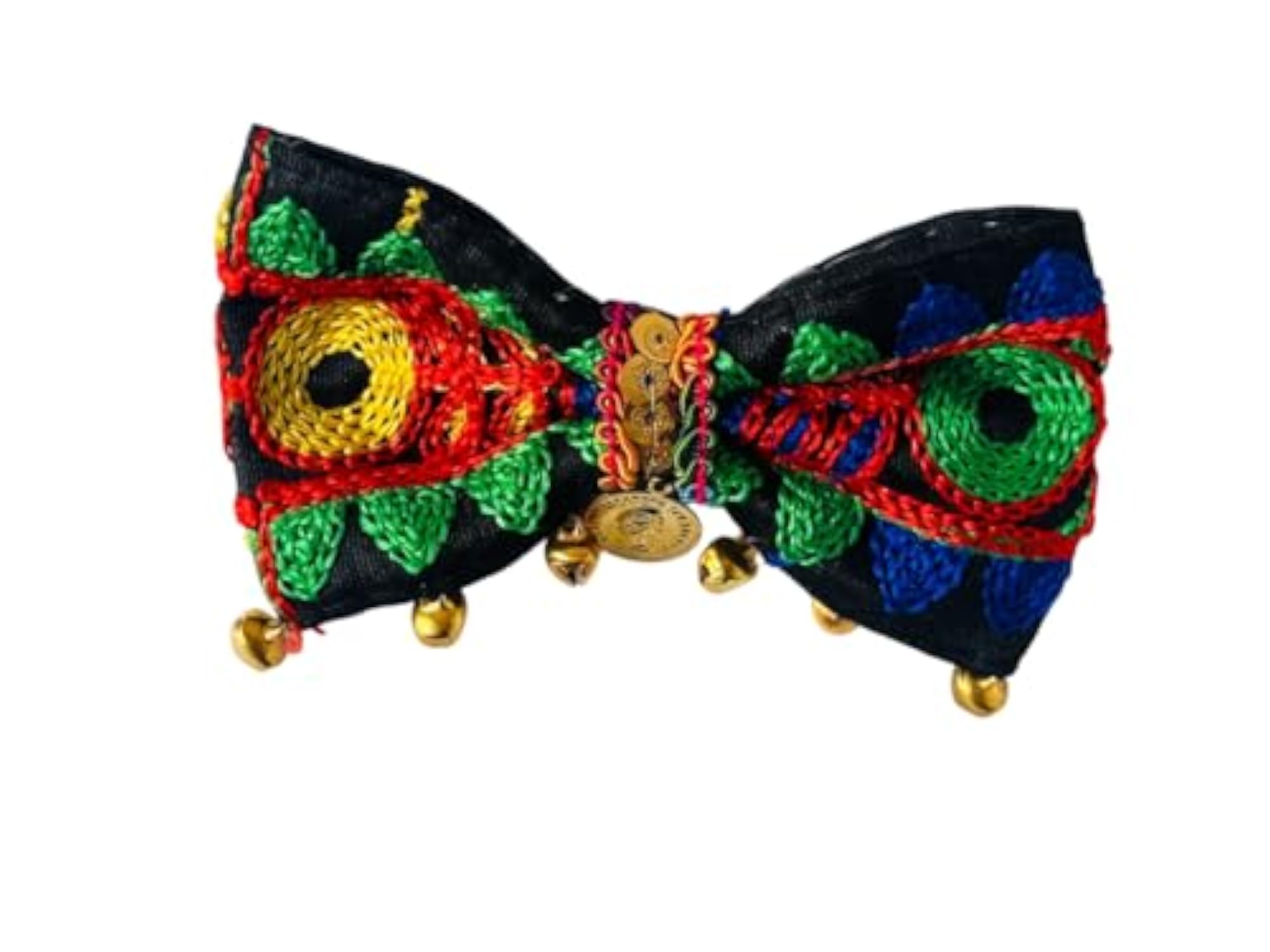 Navratri Black Embellished Hair Bow, Festive Hair Accessory