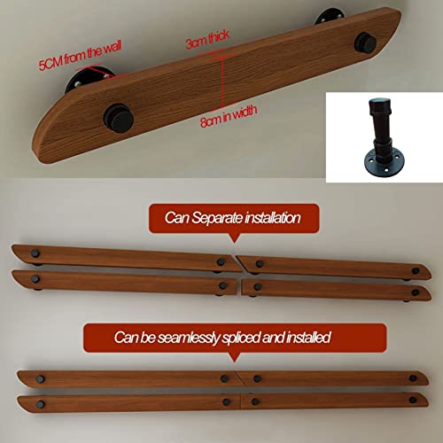 Rampe d'escalier antidérapante en bois de 60 cm avec main courante robuste - 6