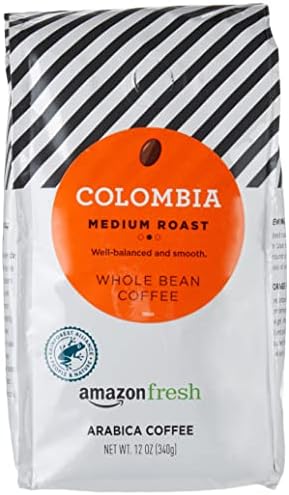 Amazon Fresh Colombia Whole Bean Coffee, Medium Roast, 12 Ounce
