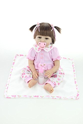 NPKDOLL Renacer De La Muñeca De Silicona Suave 22 Pulgadas 55 Centímetro Magnética Boca Precioso Realista Lindo De La Muchacha Del Juguete Del Elefante Rosado Reborn Doll A1ES