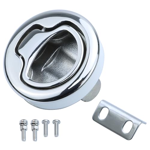 Pvrud Boat Slam Latch 2 Deck Hatch Latch Lift Handle Flush - Marine Grade 316 Stainless Steel Boat Latches with Pull Handle Pack of 1 for RV Boat and Camper Trailer - Durable and Easy to Install