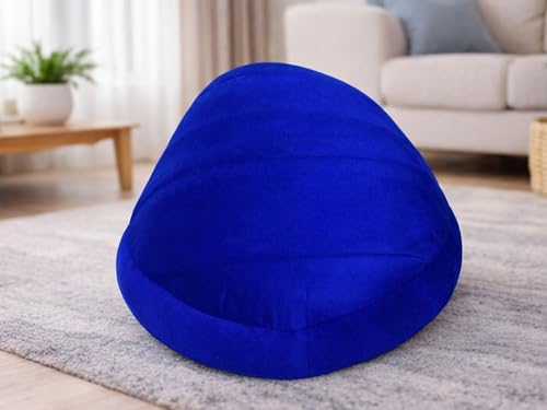 Image of GDB Cotton Premium Cozy Cove Blue Pet Bed for Cats and Medium Dogs Soft, Washable, Cave-Style Sleeping Bed with Anti-Slip Bottom Medium Blue Black.(LWH 61X61X15 CM)