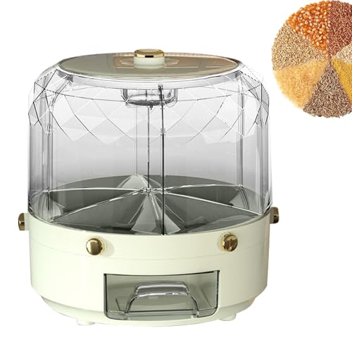 Bmdjdq Dispensador de caramelos giratorio de 360° con 6 rejillas, dispensador de granos, caja de almacenamiento de granos, contenedor de frijoles, contenedor giratorio de frijoles, hecho con