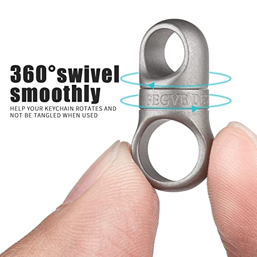 Image of FEGVE Titanium 360 Swivel Key Ring with 1 /2″ D Ring Keychain for Car Key | Very Mini Key Link Connector, Titanium ultra-light, Rust-proof, Anti-deform, Tangle-free Swivel