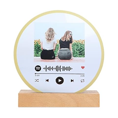 jewelora Personalized Glass Art Signs Plaques with Photo Name Custom Album Cover Music Spotify Code Gift for Boy Girl Mother Father Friends Cover