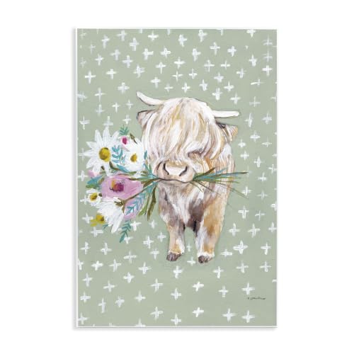 Welcoming Ox Floral Pattern, 13 x 19 Inch Mounted Print on Wall Plaque