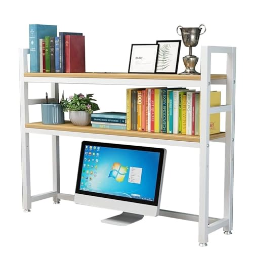 CZAOERXB Estantería de Escritorio de 2 Niveles para Escritorio de computadora,Estante Organizador de Escritorio Ajustable,estantería de encimera Multiusos,Estante de exhibición de almace