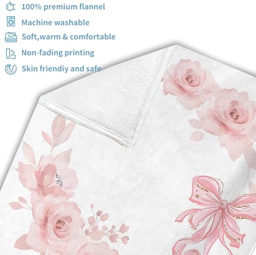 Image of OLIVE OLIVIA Personalized Baby Milestone Blanket, Custom Name, 60 inchx80 inch, Pink, Floral, Soft Flannel Fleece, Unisex, Winter, Modern, 1 Count