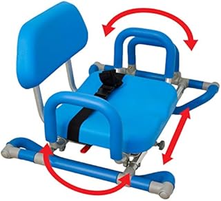HydroSlide Sliding Shower Chair for Bathtub, Elderly Assistance Products, Transfer Chair Assist for Seniors, Disabled Products for Adults, Bathroom Aid, Padded Swivel Seat, Back, & Handles, Adjustable (Blue)