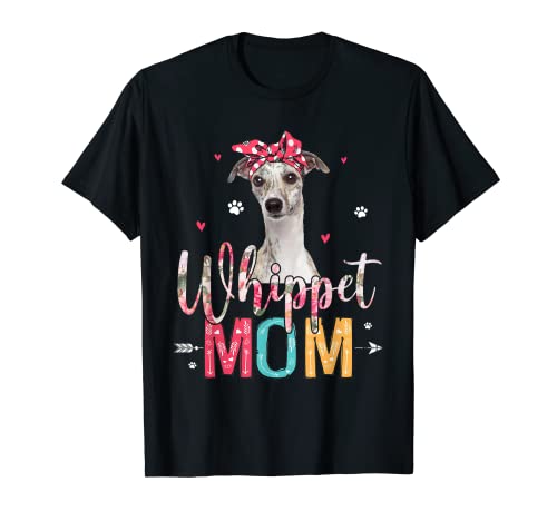 Whippet Mom Happy Mother's Day, fiori floreali, amante dei cani Maglietta
