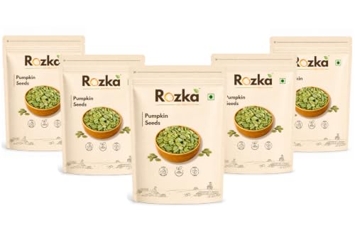 Image of ROZKA Pumpkin Seeds | 1kg | AAA Grade, High Protein & Rich in Magnesium | Snacking, Salads & Keto Diet (5x 200g)