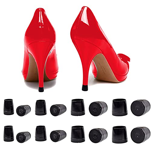 8 Paires Protecteurs de Talons Hauts, STARVAST Butées de Talon en Caoutchouc Embouts de Remplacement de Talon Noir, 4 Couvertures de Talon de Taille Différente pour Mariage ou en Plein Air Cover