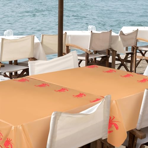 Image of Oudain 40 Inch x 100 ft Crab Print Tablecloth Roll with Cutter Box Plastic Roll Crab Print Table Cover Disposable with Cutter Box for Sea Animals Dining Kitchen Centerpiece