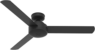 Hunter 52 inch Indoor Ceiling Fan No Light - Black Modern Ceiling Fan without Light, 3 Blades, Standard Mount, For Bedroom, Living Room, or Kitchen, Wall Control - Presto 50810, Matte Black | SureSpeed high velocity airflow you can feel; no-light design and 3D Interactive Guide support bedrooms and home offices.