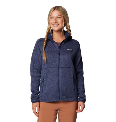 Columbia Women's Sweater Weather Full Zip II, Collegiate Navy/Nocturnal Heather, 2X Plus