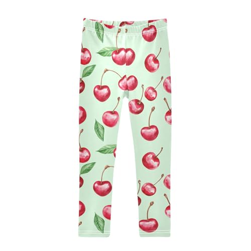 Wusikd Watercolor Cherries Girls' Leggings Toddler Doodles Kids Yoga Pants Dance Active Tights 4T
