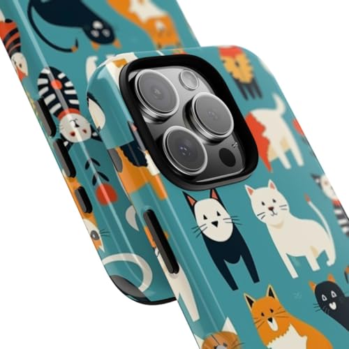 Coque rigide brillante iPhone 16 Pro chat coloré haute protection