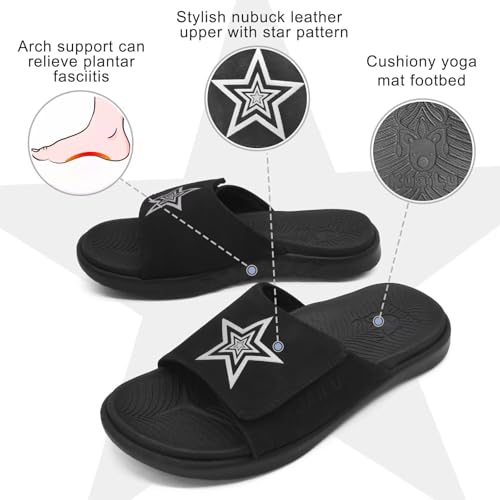 Image of KuaiLu Mens Slide Sandals Orthotic Arch Support Athletic Sport Sandals For Men Adjustable Comfort Slippers With Soft Cushioning For Outdoor