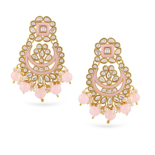 Image of Rubans Long Dangler Earrings Kundan & Pearl Ethnic Jewellery Gift for Women & Girls