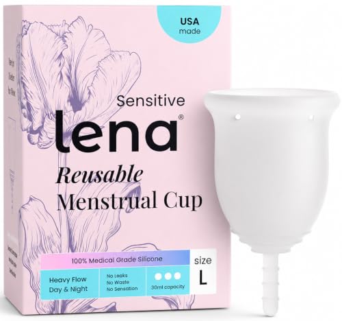 Image of Lena Sensitive Menstrual Cup - Ultra Soft Medical-Grade Silicone Period Cups for Women Heavy Flow, Beginner-Friendly, Reusable 12-Hour Leak-Free Comfort & Feminine Care - Large, Clear