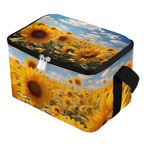 GzLeyigou Lunch Bags for Women Men 9 Cans,Field of Sunflower Hot & Cold Food Delivery Bag Insulated Grocery Bag Insulated Lunch Box Sunflowers Garden Cooler Bag for Office Work Picnic Beach