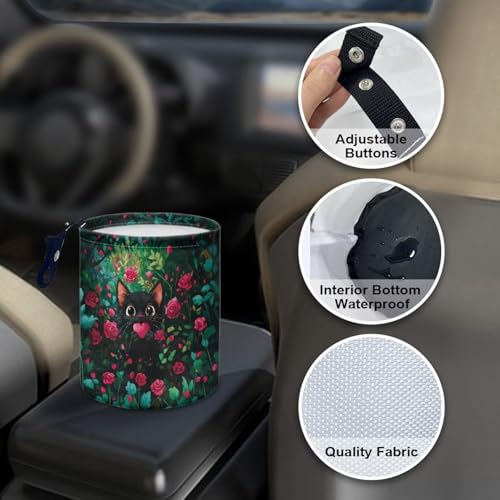 Image of Hippie Butterfly Garbage Can Mini Trash Bin Organizer Storage Bag Waterproof Portable Men Accessory Car Decor