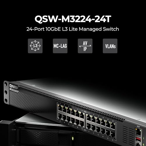 Image of QNAP 24-Port 1U Rackmount High-Density L3 Lite 10GbE Managed Switch (QSW-M3224-24T-US)