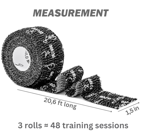 Image of WARM BODY COLD MIND Premium Weightlifting Thumb Tape - Hook Grip Tape for Powerlifting, Cross Training, Gym Tape, Workout, Weight Lifting Tape, Athletic Finger Wrap (Black, 60 Rolls)