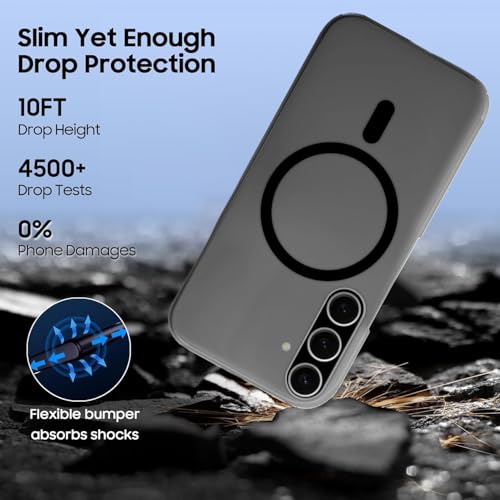 Image of SHINESTAR Back Cover for Samsung Galaxy A56 5G | Frosted Semi-Transparent Slim Case | Only Compatible with Wireless Magnetic Accessories | Hard Back, Matte Finish - Black