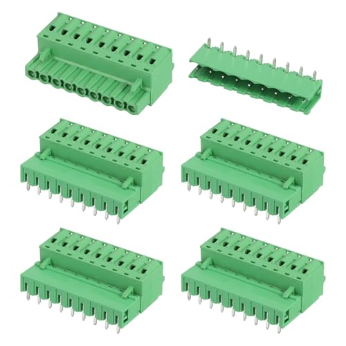 sourcing map 5 Set 9-Pin 5.08mm/0.2" Pitch PCB Mount Screw Terminal Block Connectors No Soldering 2EDGKD Male & Female Connectors Plug for 28-10AWG