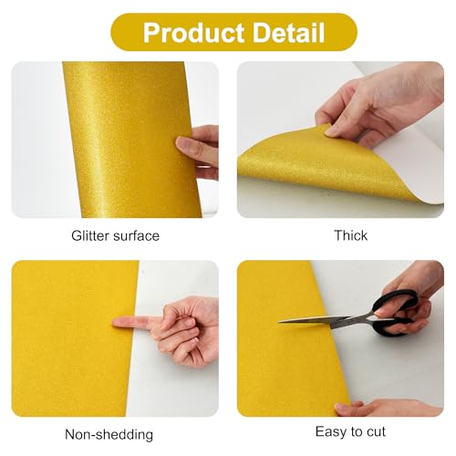 BEISHIDA Papel cartolina dourado, cartolina com glitter A4, papel com glitter dourado, papel brilhan