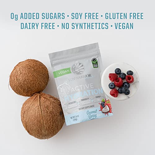 Sunwarrior Active Hydration Electrolyte Vitamin C Elderberry B12 Dietary Supplement | Plant Based Organic Vegan Gluten Free Non-Gmo Low Carb | Coconut Berry 210G 30Srv #TOP4