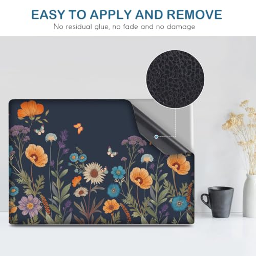 Image of DINKY 13 13.3 14 15.4 15.6 Inches Laptop Skin Sticker Decal Netbook Skin Sticker,15.6 inch Flora Universal Reusable Notebook Art Decal Protector Cover, Flowers Plants Butterflies