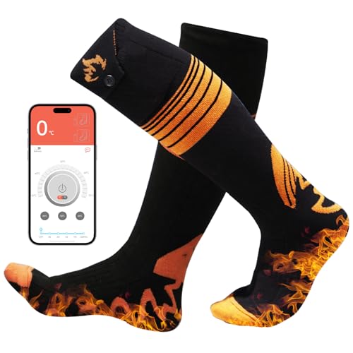 Ecliptron Calze Riscaldanti, Calze Riscaldate a Batteria 2*6000mAh Ricaricabile Controllo App, USB Calzini Riscaldati Elettrici Unisex con 4 Temperature, Adatte per Sci e Campeggio