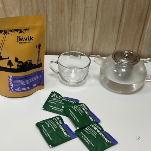 Image of Jaivik Uttarakhand - Lavender Flowers Buds Tea Bags (30), Sun Dried Flowers, Lavandula angustifolia, Hair growth, Blood pressure, Pack of 1