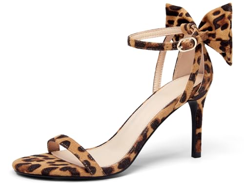 Image of Coutgo Womens Ankle Strap High Heels Open Toe Stiletto Bow Tie Knot Heeled Sandals Fashion Wedding Dress Pump Shoes