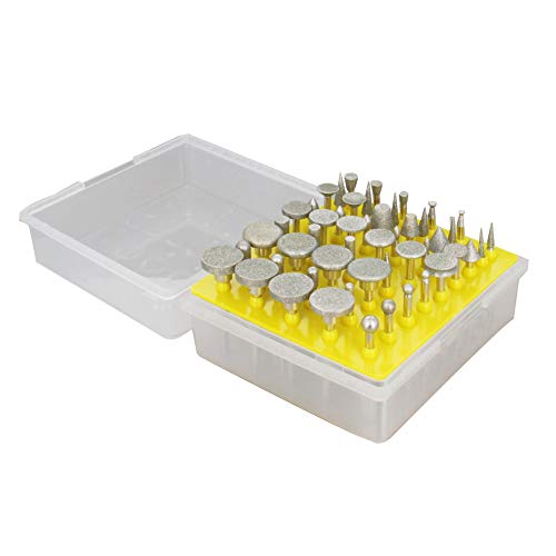 Utoolmart Diamond Burrs Bits Sets Grinding Drill Kits Carving Rotary Tool for Glass Stone Ceramic Large Head 1 Set