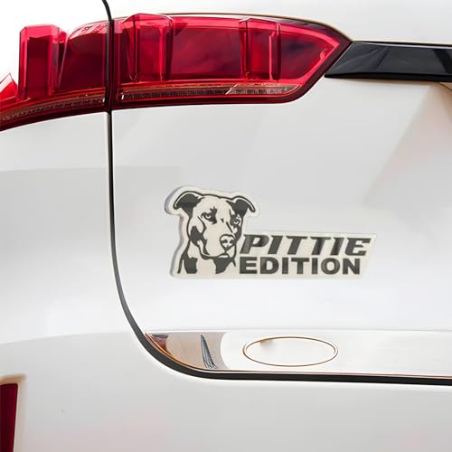 Image of Cute Dog Car Badge Laser Cutting Car Emblem,Funy 3D Acrylic Dogs Badge Rated Car Emblem Automotive Badge Decals and Stickers for Car, Truck, Rv, Boat Exterior Decoration (Pittie)