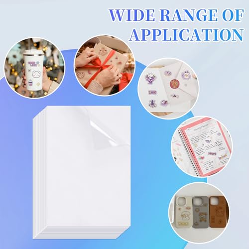KATLINNA 30 Stück Sticker Papier zum Bedrucken A4 Selbstklebende Folie Druckerpapier Transparent Inkjet Vinyl Aufkleber Bedruckbare Klebefolie Wasserfest für Tintenstrahldrucker und Laserdrucker