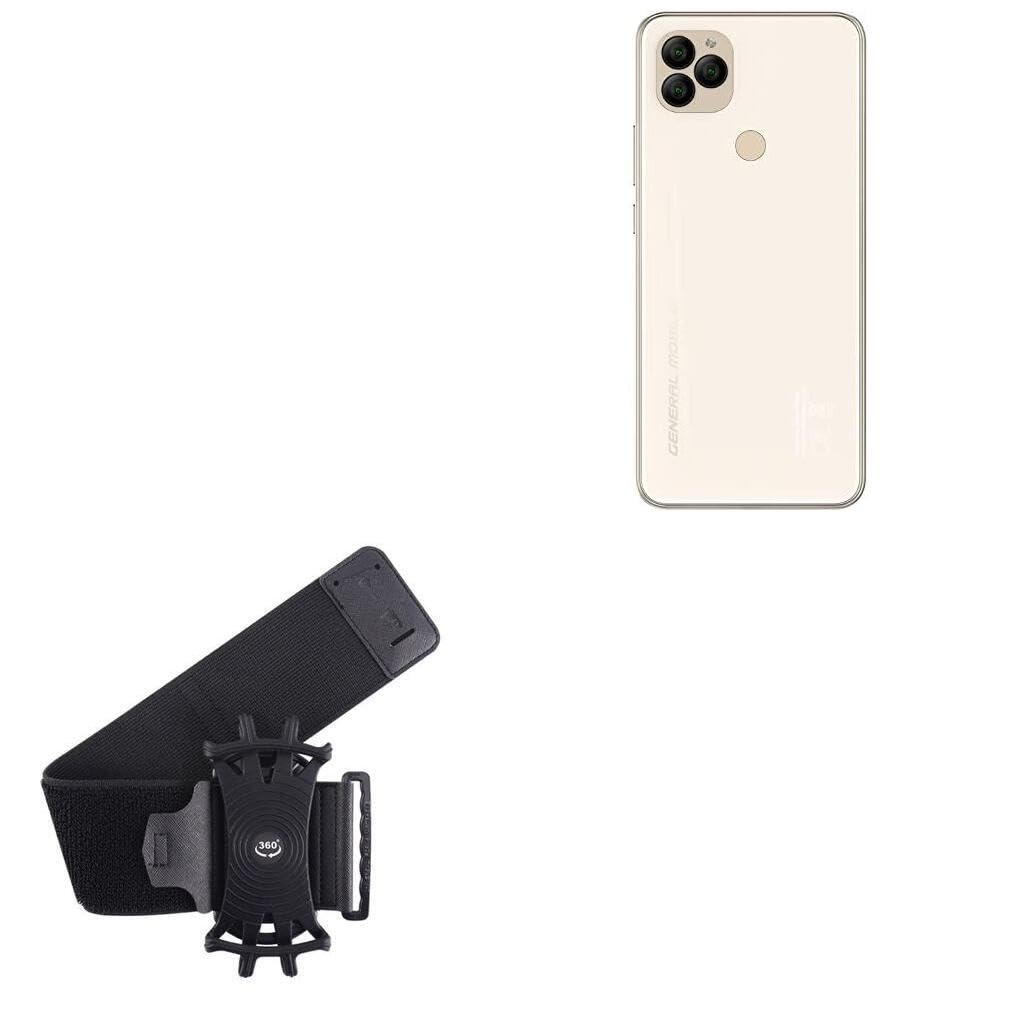 BoxWave Holster Compatible with General Mobile GM 22 - ActiveStretch Sport Armband, Adjustable Armband for Workout and Running - Jet Black