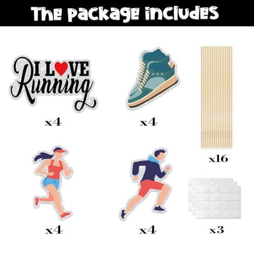 Image of Set of 16 Running Theme Centerpiece Sticks - Track, Cross Country or Marathon Party Centerpiece Table Toppers - Sports Theme Decoration Supplies