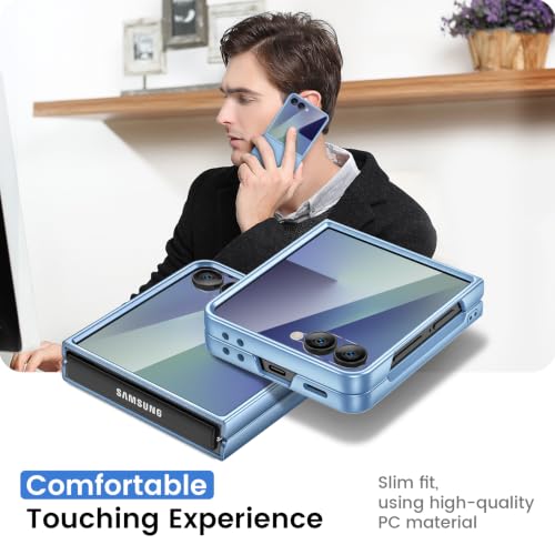 Image of Ruky for Z-Flip-8 Slim Case, with Built-in Back Screen Protector, Blue | Support Wireless Charging Hard PC Ultra-Thin Full Body Protective Phone Cover for Samsung Galaxy Z Flip 8, Blue