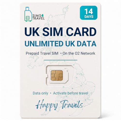 UK SIM Card | Unlimited UK Data | O2 UK Network | 14-Day Prepaid SIM