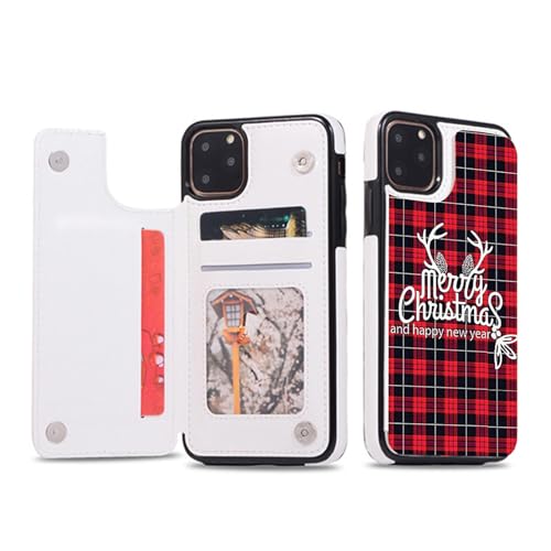 Étui portefeuille à rabat en cuir de Noël compatible avec Apple iPhone 17 Air avec béquille en polyuréthane et porte-cartes, double fermoir magnétique, résistant aux chocs, motif de Noël
