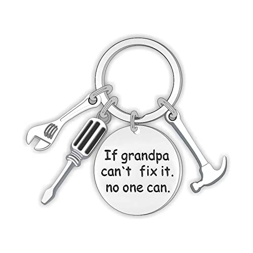 Father’s Day Gifts Grandpa Keychain From Grandson Granddaughter Dad Gifts Keychain For Easter Christmas Birthday Gifts Men (If Grandpa Can't Fix It, No One Can) #TOP2