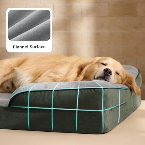 Image of Bedsure XXL Orthopedic Dog Bed for Extra Large Dogs - Waterproof Giant Dog Cat Bed, Comfort Dogs Couch Sofa with Washable Removable Cover, Pet Bed with Nonskid Bottom, Boreal Canopy Green, 52 inch