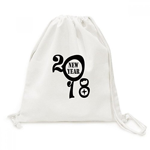 Sac à dos cordon toile noir voyage pochon Happy New Year 2018