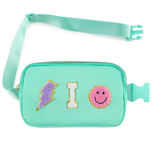 Image of PainZieteg Fanny Pack for Girls Chenille Letter Belt Bag Crossbody for Kids | Preppy Nylon, Waterproof, Gold-Plated Zipper, Adjustable Strap, Birthday Christmas Easter Gifts for 4-13 Year Old Teen Girls